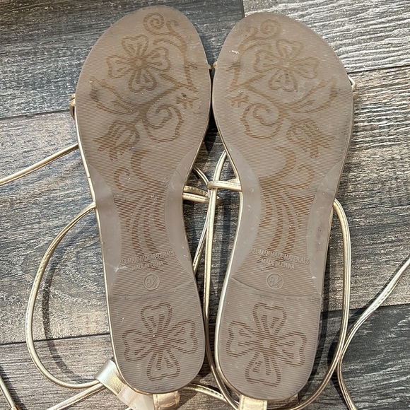 Gold Gladiator Lace Up Sandals (Vegan Leather) - Picture 5 of 9